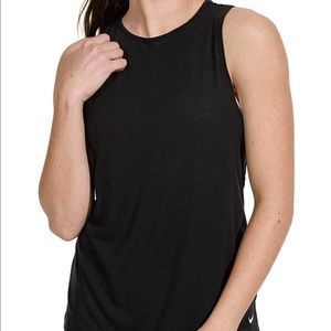 Nike womens dry tank studio open back black
